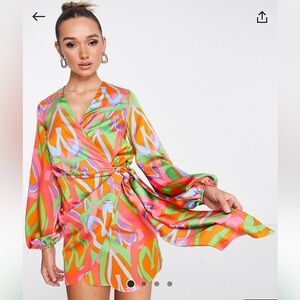 Never Fully Dressed wrap mini dress in abstract heart print